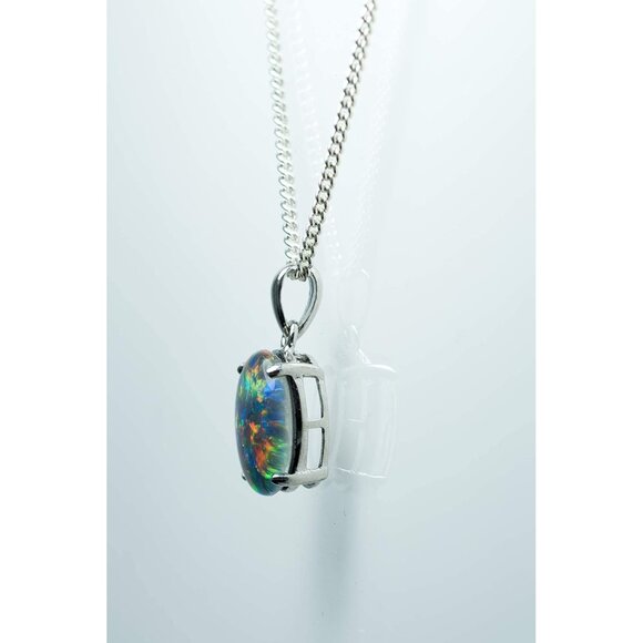 Australian Triplet Opal Necklace Pendant Sterling Silver White Gold Women's Jewe - Picture 2 of 7